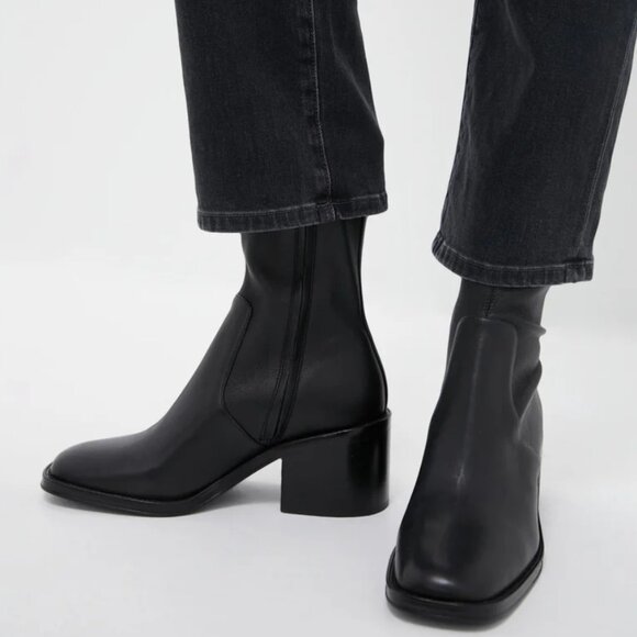 Loeffler Randall Nolan Black Leather Heeled Ankle Boots - Picture 5 of 6